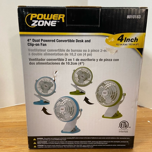 Power Zone 4" Dual Powered Convertible Fan - Picture 1 of 5